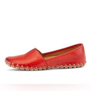 Spring Step  Kathaleta Red Leather Moccasin Flats